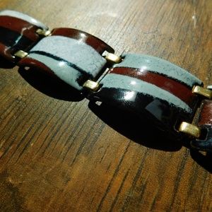 Kay Denning mod artist enamel copper link bracelet